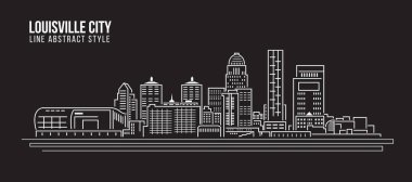 Cityscape Building Line Sanat Vektörü İllüstrasyon Tasarımı - Louisville Şehri