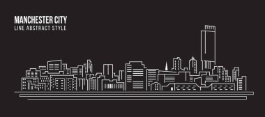 Cityscape Building Line Art Vector Illustration tasarımı - Manchester City