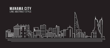 Cityscape Building Line art Vector Illustration design - Manama city