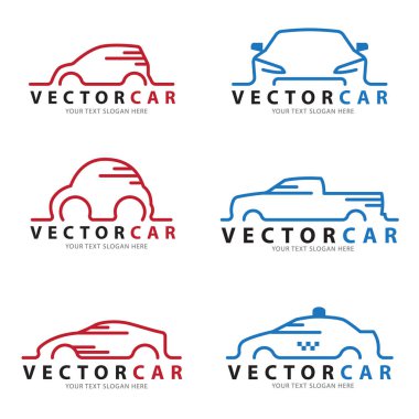 Kırmızı ve mavi çizgi araba logosu vektör seti tasarımı