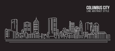 Cityscape Building Line Sanat Vektörü İllüstrasyon Tasarımı - Columbus City