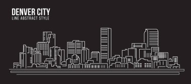 Cityscape Building Line Art Vector Illustration tasarımı - Denver City