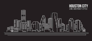 Cityscape Building Line Art Vector Illustration tasarımı - Houston City