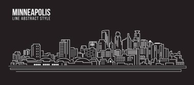 Cityscape Building Line Art Vector Illustration Design - Minneapolis Şehri