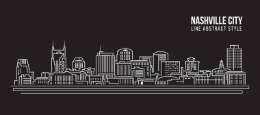 Cityscape Building Line Art Vector Illustration Design - Nashville Şehri