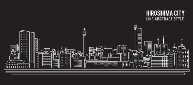 Cityscape Building Line Art Vector Illustration Design - Hiroşima Şehri