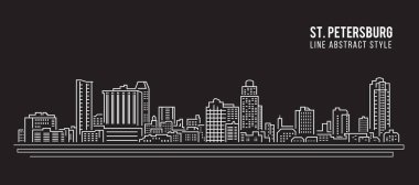 Cityscape Building Line Art Vector Illustration Design - Saint Petersburg Şehri