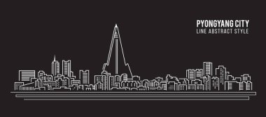 Cityscape Building Line Art Vector Illustration Design - PyongYang Şehri