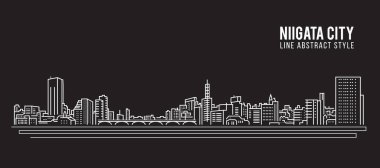 Cityscape Building Line Art Vector Illustration Design - Niigata Şehri