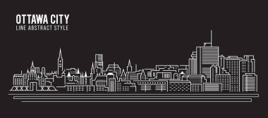 Cityscape Building Line Art Vector Illustration Design - Ottawa Şehri
