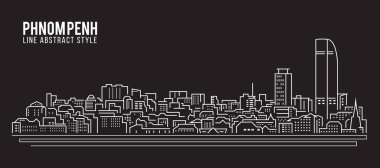 Cityscape Building Line art Vector Illustration design - Phnom Penh city
