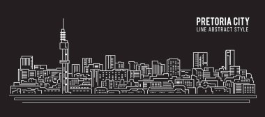 Cityscape Building Line Art Vector Illustration tasarımı - Pretoria City
