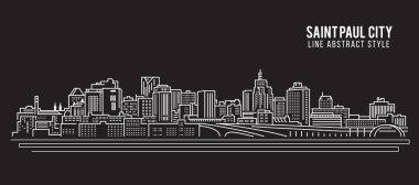 Cityscape Building Line Sanat Vektörü İllüstrasyon Tasarımı - Saint Paul Şehri