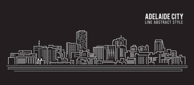 Cityscape Building Line Sanat Vektörü İllüstrasyon Tasarımı - Adelaide City
