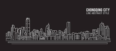 Cityscape Building Line Art Vector Illustration tasarımı - Chongqing City
