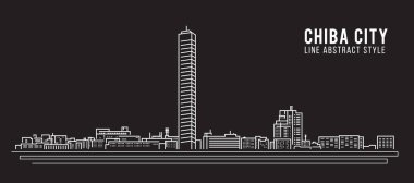 Cityscape Building Line Sanat Vektörü İllüstrasyon Tasarımı - Chiba City