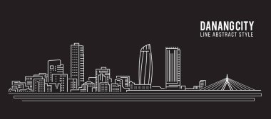 Cityscape Building Line Sanat Vektörü İllüstrasyon Tasarımı - Danang Şehri