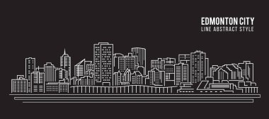 Cityscape Building Line Sanat Vektörü İllüstrasyon Tasarımı - Edmonton City