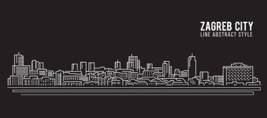 Cityscape Building Line Art Vector Illustration tasarımı - Zagreb şehri