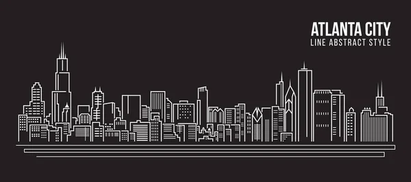 Stadtbild Gebäude Linie Kunst Vector Illustration Design Stadt Atlanta — Stockvektor