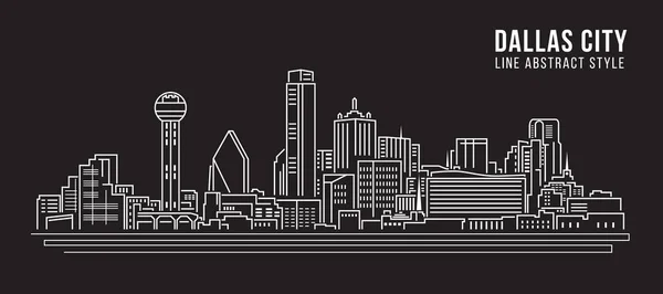 Cityscape Building Line Arte Vector Ilustração Design Dallas City — Vetor de Stock