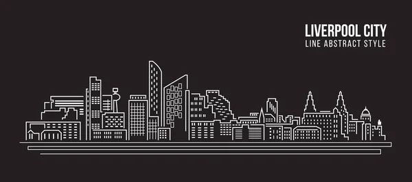Cityscape Building Line Art Vector Illusztráció Design Liverpool Város — Stock Vector