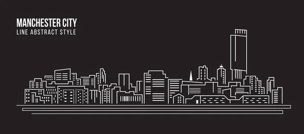 Cityscape Building Line Art Vector Illustration Design Manchester City — Vettoriale Stock