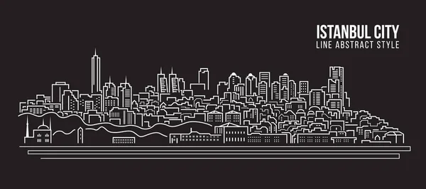 Cityscape Building Line Art Vector Diseño Ilustración Istanbul City — Archivo Imágenes Vectoriales