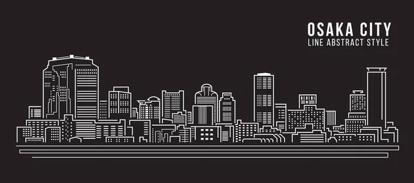Cityscape Building Line Art Vector Illustration Design Osaka City — 스톡 벡터
