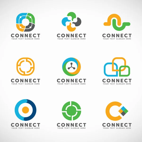 Circle Connect Logo Business Vector Set Design — Stock Vector
