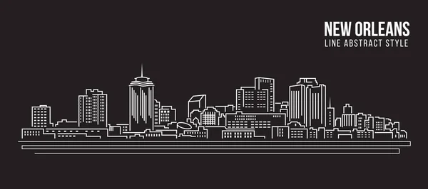 Cityscape Building Line Art Projektowanie Ilustracji Wektorowych Nowy Orlean — Wektor stockowy