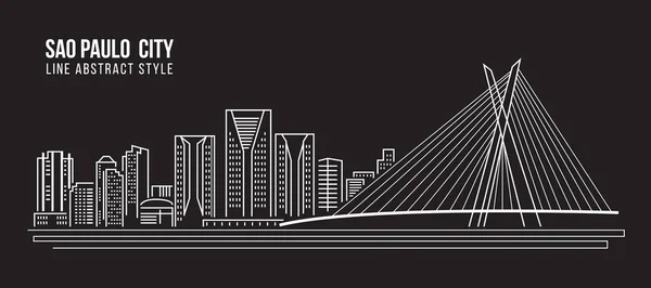 Cityscape Building Line Arte Vector Ilustração Design São Paulo Cidade —  Vetores de Stock