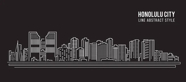 Cityscape Building Line Art Vector Illustration Design Honolulu City — Stockový vektor