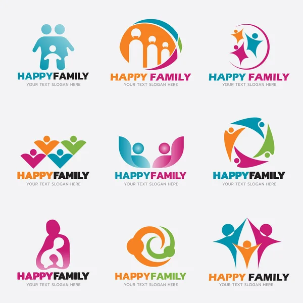 快乐家庭标识矢量图集设计 — 图库矢量图片