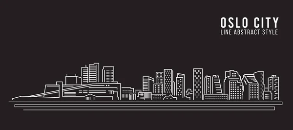 Cityscape Building Line Art Vector Illustration Design Осло — стоковый вектор