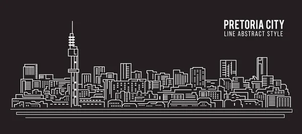 Cityscape Building Line Art Vector Illustration Design Pretoria City — Stockový vektor