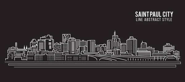 Cityscape Building Line Art Vector Diseño Ilustración Saint Paul City — Vector de stock