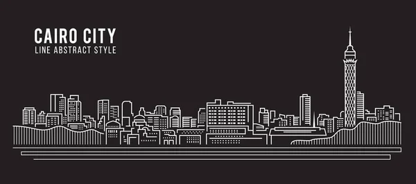 Cityscape Building Line Art Vector Diseño Ilustración Cairo City — Vector de stock