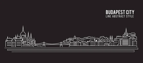 都市景観建築ラインアートベクトルイラストデザイン ブダペスト市 — ストックベクタ
