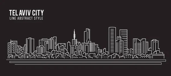 Cityscape Building Line Konst Vektor Illustration Design Tel Aviv Stad — Stock vektor