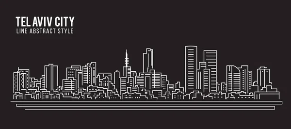 Cityscape Building Line art Vector Illustration design - Tel Aviv city