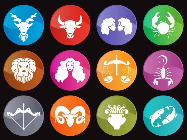Horoscope Circle Icon Sign Vector Set Design — Stock Vector