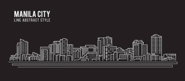 Cityscape Building Line art Vector Illustration design -  Manila city