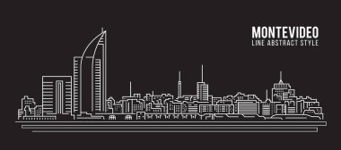 Cityscape Building Line Art Vector Illustration Design - Montevideo Şehri