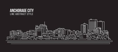 Cityscape Building Line art Vector Illustration design - Anchorage city