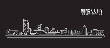 Cityscape Building Line Sanat Vektörü İllüstrasyon Tasarımı - Minsk City