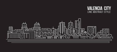 Cityscape Building Line Sanat Vektörü İllüstrasyon Tasarımı - Valencia City