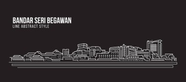 Cityscape Building Line Art Vector Illustration tasarımı - Bandar seri begawan şehri