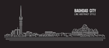 Cityscape Building Line Art Vector Illustration Design - Bağdat Şehri