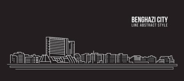 Cityscape Building Line Art Vector Illustration Design - Bingazi Şehri
